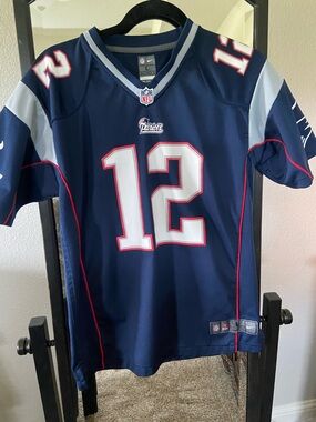 Nike Navy Blue Patriots #12 Football Jersey